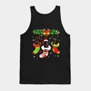 Funny Dachshund In The Stocking s Merry Christmas Tank Top